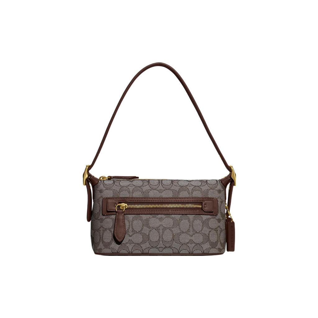 New COACH Demi Jacquard Fabric With Recycled Leather Shoulder Bag Handbag Medium Size Women's Brown CE736-B4S0M
