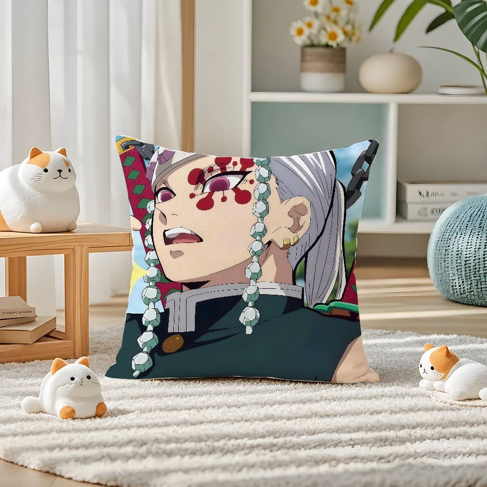 Demon Slayer Rui Spider Demon Anime Plush Pillow Cover Soft Short Plush Cushion Cover For Sofa Bedroom Home Decor Gift