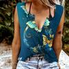 Women Tanks Sexy V Neck Sleeveless Summer Tops Vest 3D The Golden Butterfly Print Cool Lightweight Tops