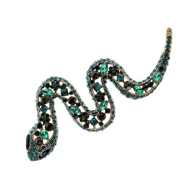 Rhinestone Large Snake Brooches For Women Vintage Fashion Animal Pin Coat Winter Jewelry 3 Colors Available Gift
