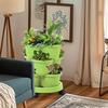 Vertical Garden Tower Stackable Outdoor Flower Pots Tiered Planter With Wheels For Indoor Outdoor Balcony Patio Backyard Lawn
