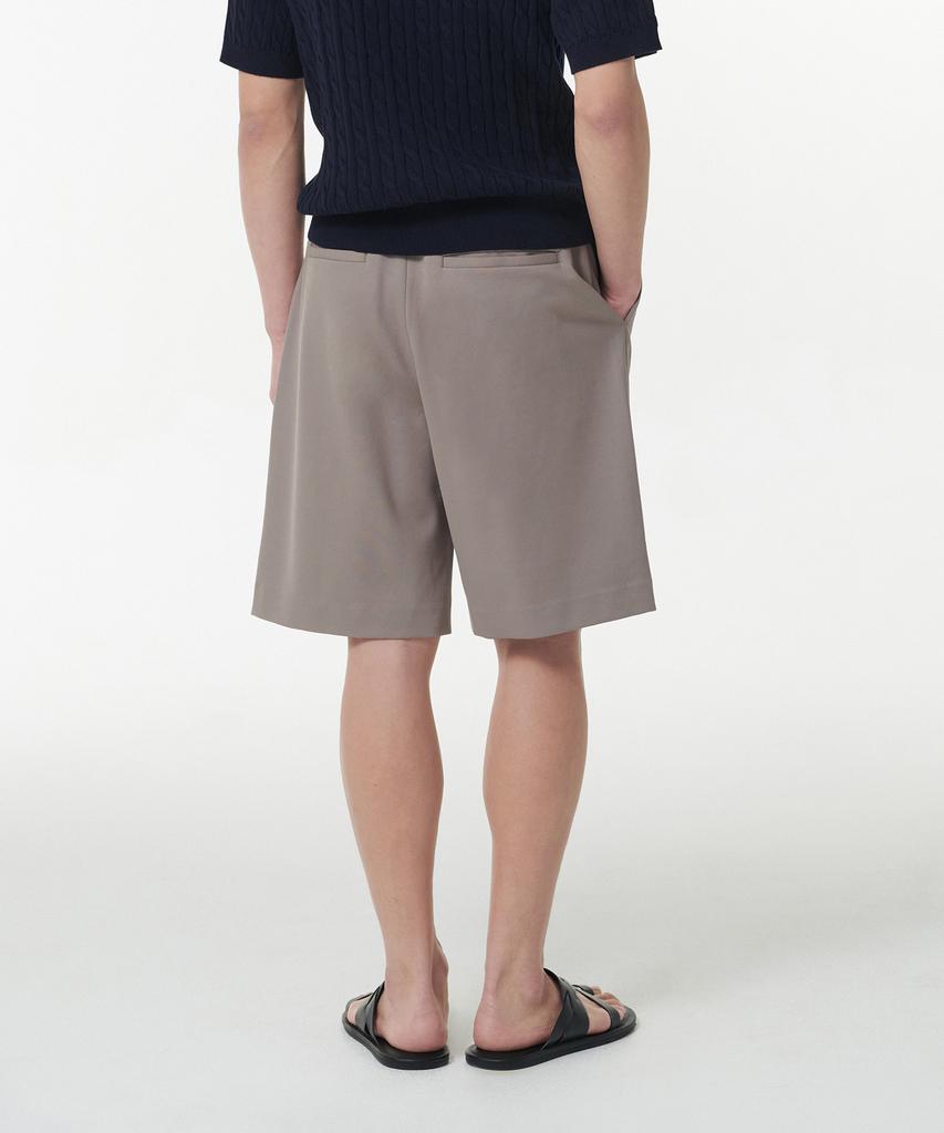 MUSINSA STANDARD Ponte One-Pleat Wide Cozy Half Slacks [Grayish Beige]