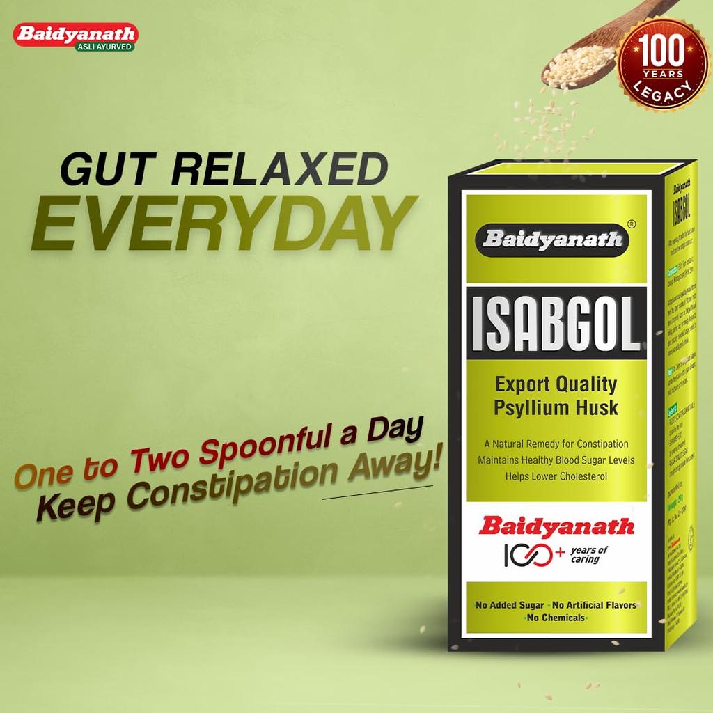 Baidyanath Isabgol Psyllium Husk Powder 100gm Pack of 1 Natural Fibre Supplement For Digestion