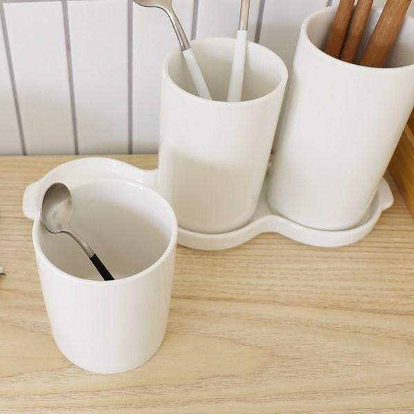 Bloom At Home Pure 3-hole Cutlery Set, Modern White, 1 Set, Korean Popular Tableware