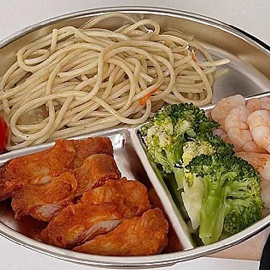 Юшенг Тарелки обеденные из нержавеющей стали Силиконовая присоска Разделенный сервировочный поднос Штабелируемые тарелки для завтрака Детский поднос для закусок Контейнер для ланча для школы