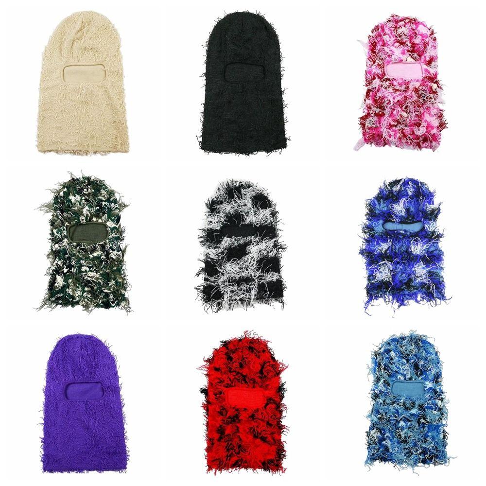 Лыжная маска на все лицо, Балаклава, вязаная шапка на Хэллоуин, шапка-бини, женские шапки