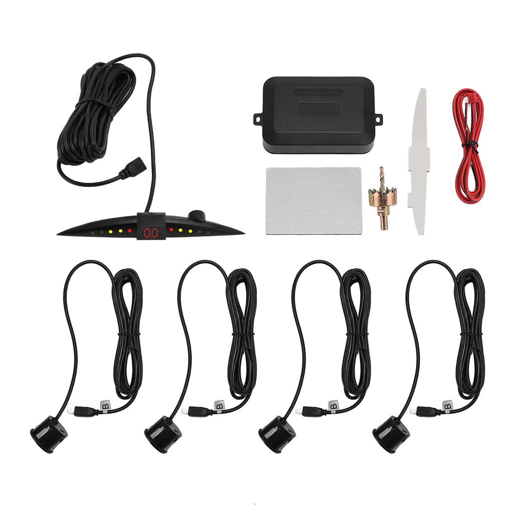 Car Reverse Backup Radar System 4 Parking Sensors LED Display Buzzer Beep Alarm Indicator for Safe D