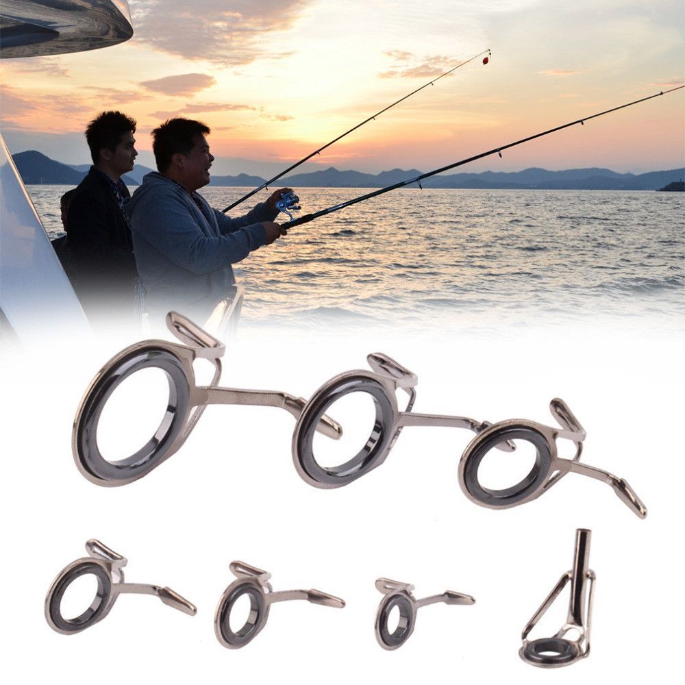 Hot New Line Fish Pole Eyes Fish Outdoor Fishing Rod Tip Guides Repair Kits