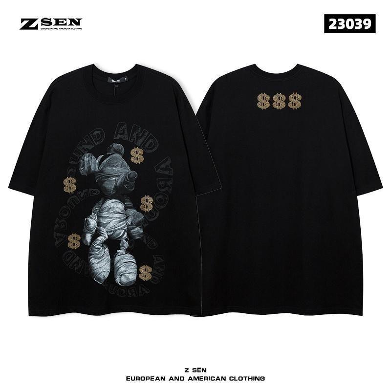 High Street Original Retro Short-sleeved Men's American Trendy Brand Hip-hop Dark Personality Printing Loose Cotton T-shirt