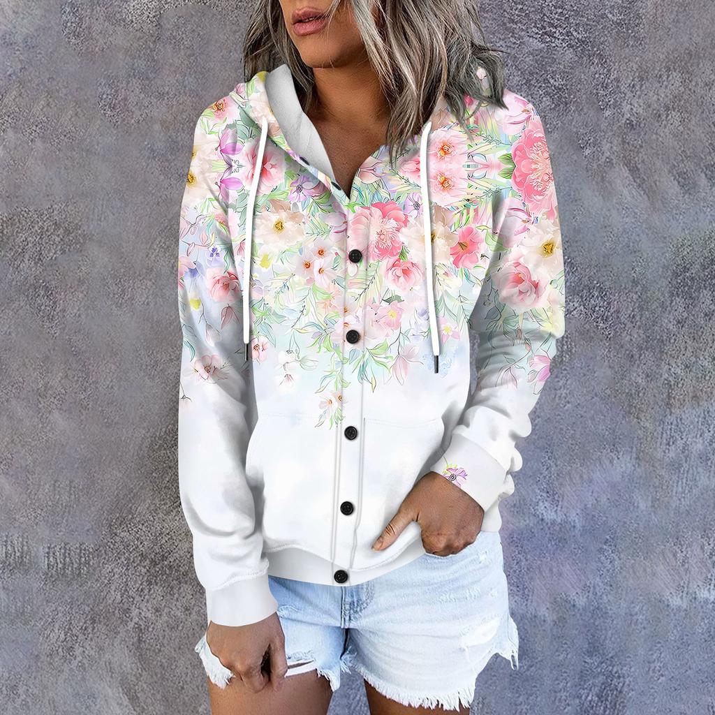 Женская толстовка с капюшоном, свободная спортивная куртка с длинными рукавами и принтом