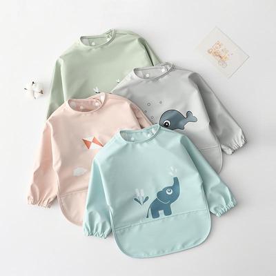 Водонепроницаемый детский нагрудник с длинным рукавом, карманом для еды и фартуком, устойчивым к пятнам