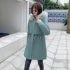 Женская осенне-зимняя тонкая теплая длинная парка с капюшоном и меховым воротником с длинным рукавом и плюшевой завязкой