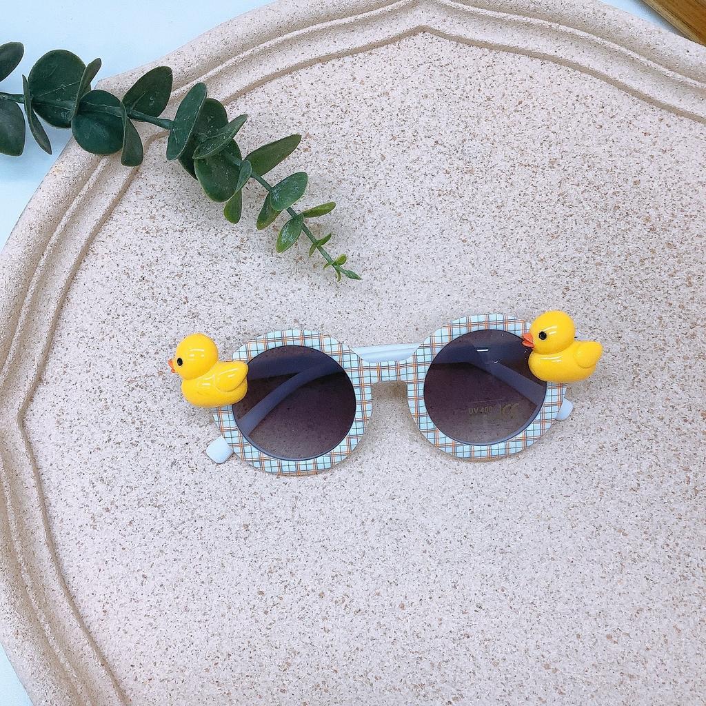 Ретро мода круглая оправа детские солнцезащитные очки Diy маленькая желтая утка, солнцезащитные очки защита от солнца и УФ-излучения очки