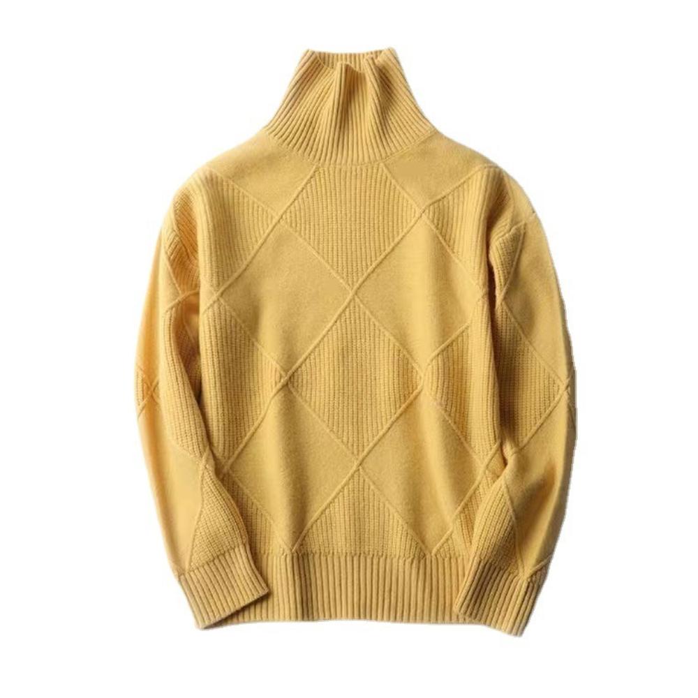 Женский трикотажный базовый свитер с высоким воротником, на осень и зиму, ромбовидной вязки, однотонный, толстый, пуловер, свободного и небрежного стиля