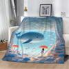 Кит на дне моря Пушистые мягкие одеяла Украшение дивана Кровать Одеяло 150см X 200см Домашний интерьер Пляжное полотенце Колено