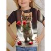 Новые забавные животные кошки 3D принт футболки для девочек модные вечерние топы с короткими рукавами футболки 2025 повседневные футболки одежда для девочек