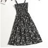 2023 Summer Floral Printed Chiffon Mini Dress Women Casual Fashion Spaghetti Strap Sleeveless Elastic High Waist Dress