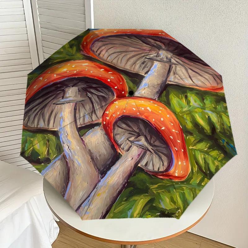 1pc Mushroom Garden Fantasy Umbrella with Plastic Handle,Suitable for All Seasons Home Travel Outdoor UmbrellaDD657