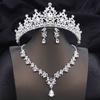 Opal Blue Tiaras Sets Bridal Jewelry Set for Princess Wedding Crown and Necklace Earring Prom Birthday Dress Costume Accessories