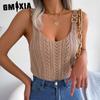 Women's Fashion Casual Solid Color Autumn Winter Sleeveless U-Neck Knitted Vests Metal Button Cutout Top Holiday Knit
