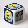 Cartoon SpongeBob SquarePants Alarm Clock Children's Gifts Color-changing Colorful Alarm Clock Square Clock Bedside Clock