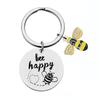 Modern Minimalist Bee Happy Keyring Durable Keychain Ideal For Celebrations And Events