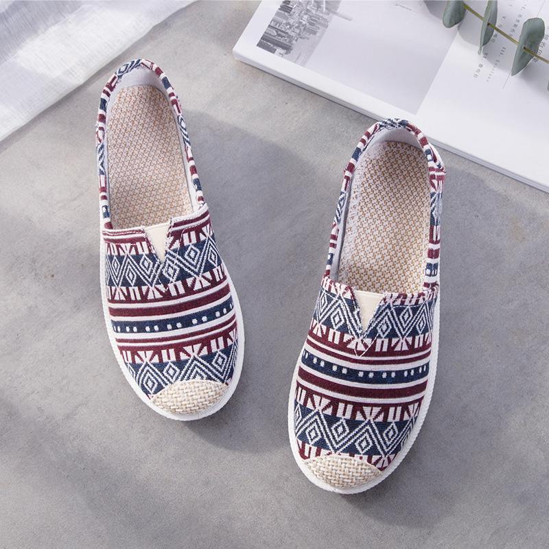 New Print Women Sneakers Slip On Light Mesh Summer Shoes Summer Breathable Flat Shoes Women's Single Shoes Flat Lazy Fisherman