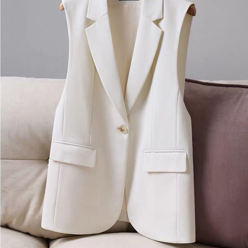 Модный и элегантный костюмный жилет с разрезом по подолу, приталенное пальто