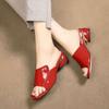 Slippers Female Summer Fashion Heels Slides Shoes For Girls Red Sexy Pu Soft Leather Comfortable Sandals Woman