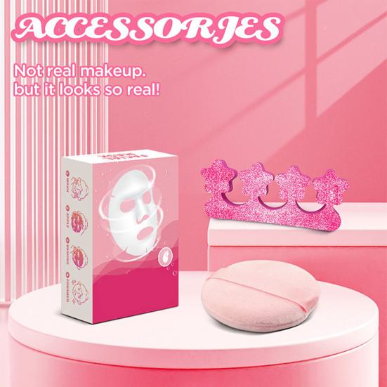 10Pcs Kids Makeup Kit for Girls Pretend Play Cosmetic Set with Eyeshadow Palette Lipstick Mirror More Washable