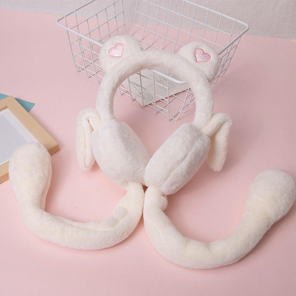 Милые зимние теплые наушники с подвижными прыгающими ушками, плюшевые наушники с подушкой безопасности в виде медведя, наружные наушники для женщин и девочек