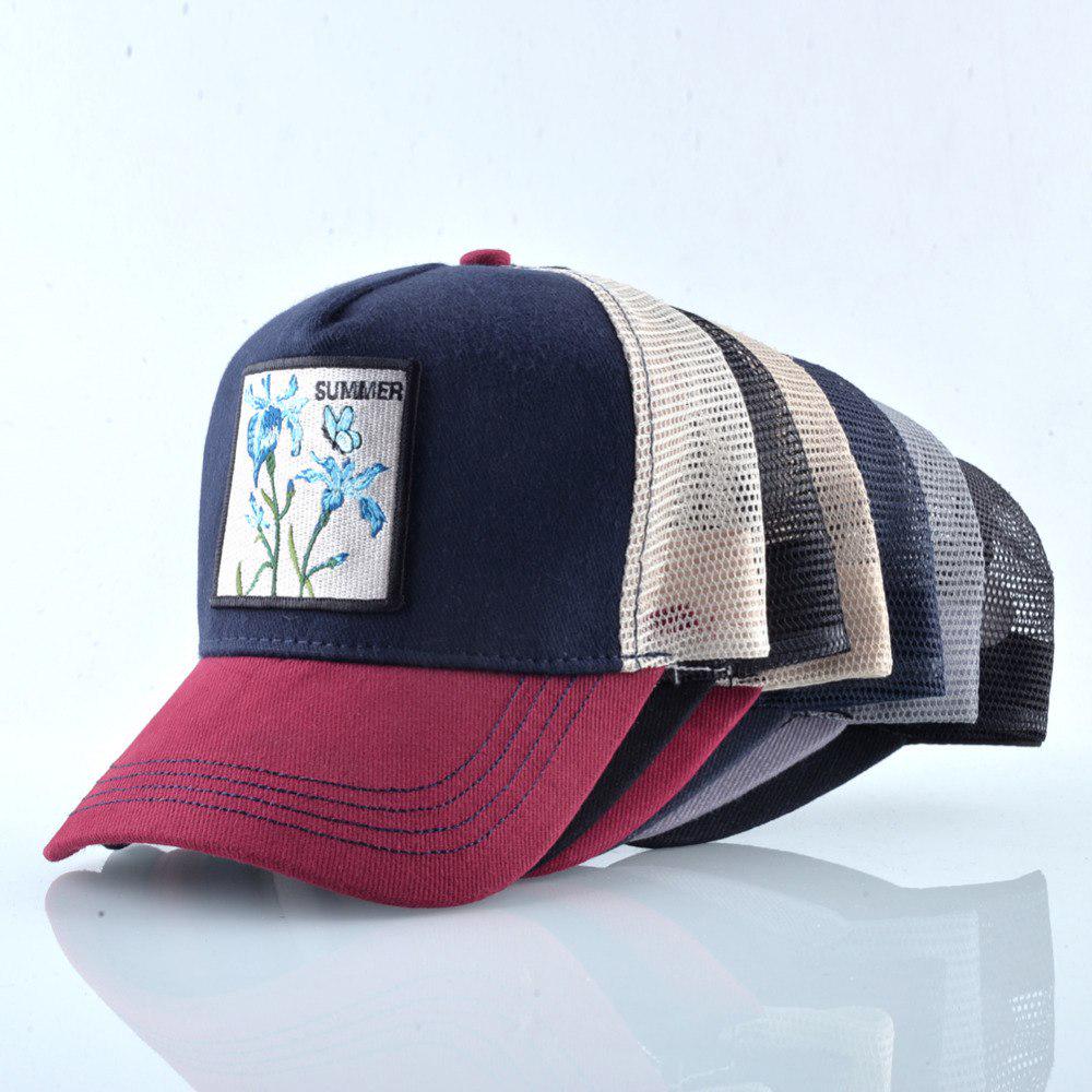 Snapback Hats For Men Women Summer Breathable Mesh Baseball Cap Outdoor Sun Flower Embroidery Hat