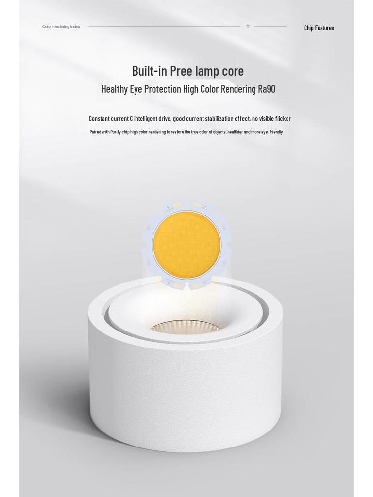 Ultra-Thin Anti-Glare Adjustable Surface Spotlight