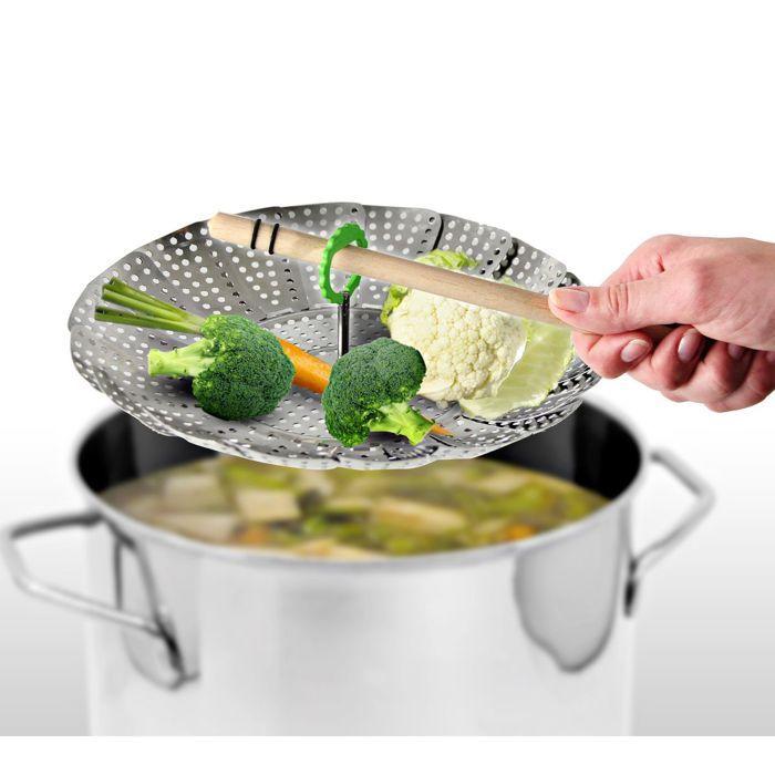 Panier vapeur - Fackelmann - 42489 - Inox dépliable - 14 à 24 cm - Cuisson à la vapeur