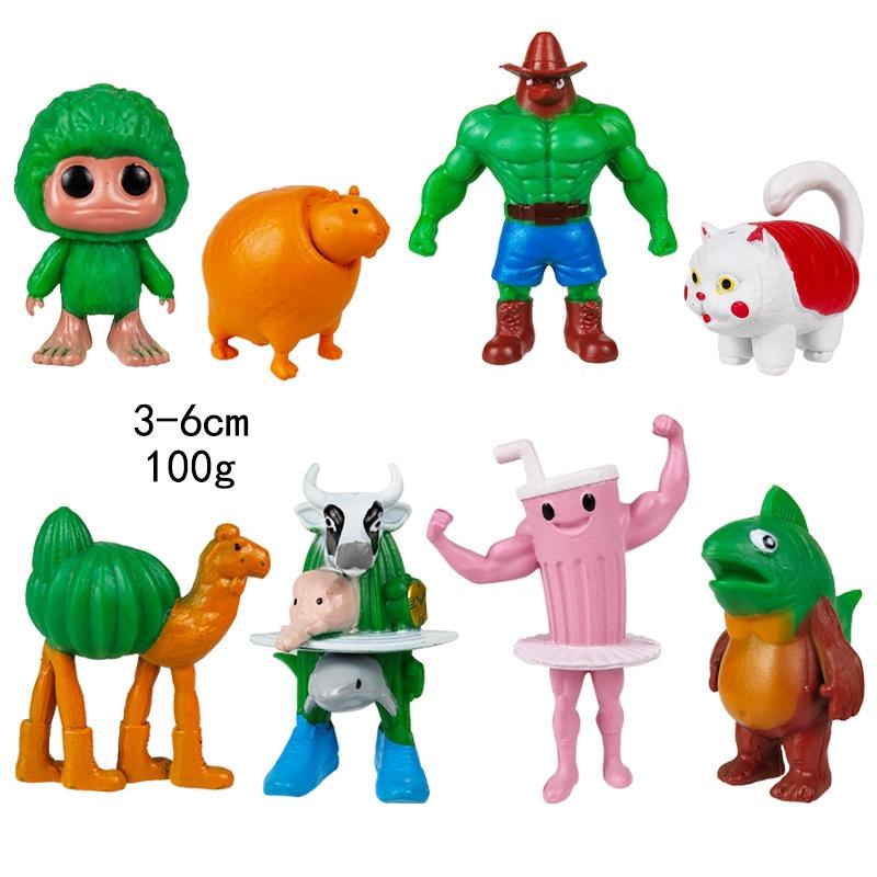 Набор 3D фигурок аниме Tung Tung Sahur, Креативная фигурка монстра-гибрида, Игрушка, Модель, Декор, Подарок для детей, ПВХ, Миниатюрная статуэтка, Коллекционная