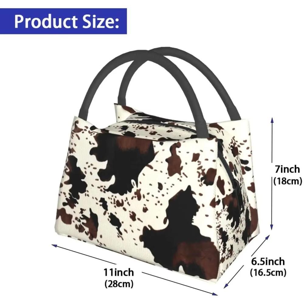Большая вместимость коровьего принта, симпатичная сумка для ланча в западном стиле, изолированная коробка для ланча для женщин, многоразовые сумки для ланча для взрослых, портативная школьная работа