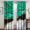 Modern Black Gold Texture Marbling Abstract Design 2 Pieces Shading Window Curtain For Living Room Bedroom Decor