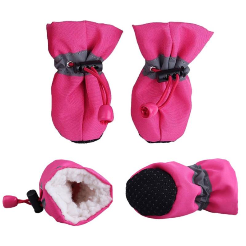 4 Pcs/lot Waterproof Dog Shoes with Cashmere Warm Inner, Anti-slip Shoes for Small Dog Rain Snow