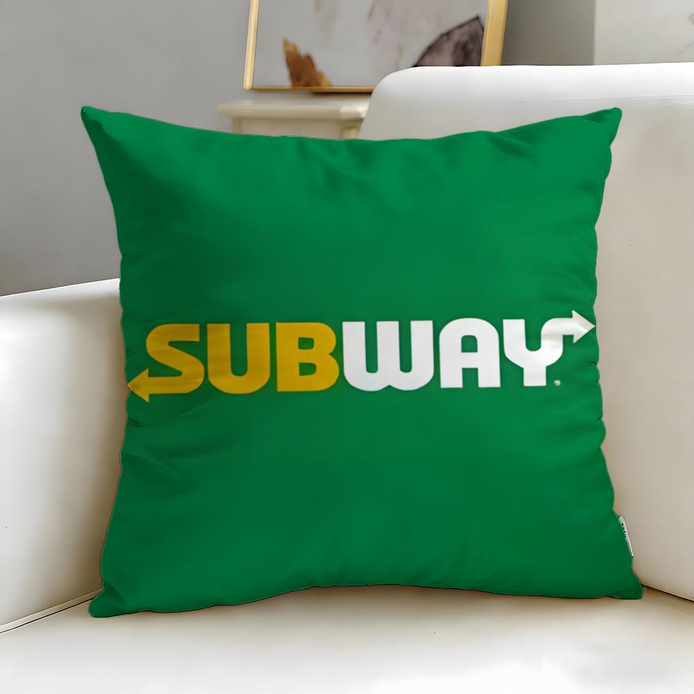 classic restaurant brand Subway Cushion Cover Soft  EasyWash Pillow Case  Versatile for Couch Bed Travel and Office