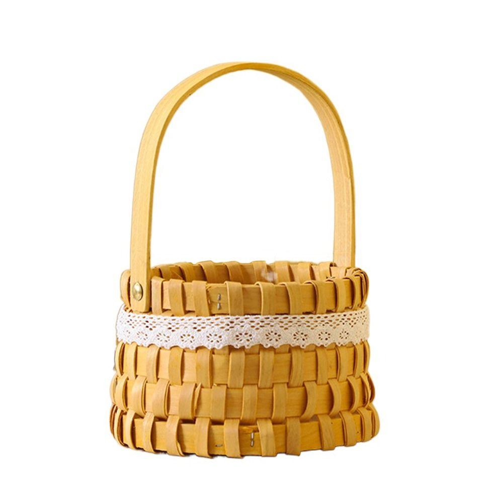 Brown Handheld Woven Flower Basket with Handle Decorative Baskets Gift Storage Basket