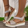 2024 Hot Sale Women's Shoes Platform Women's Sandals Summer Casual Sandals Women Metal Decoration Wedge Plus Size Shoes Female