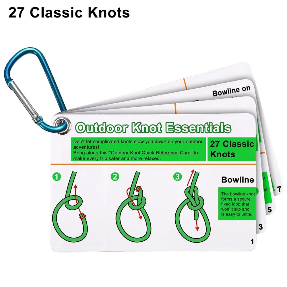 Mini Carabiner Rock Climbing Knot Cards Waterproof Cards Knot Guide Cards Backpacking