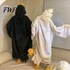 Duck Onesie for Children Funny Goose Costume Kids Adults, Hooded Animal Pajamas Pajamas, Soft Plush Wearable Blanket, Halloween Cosplay Toddler