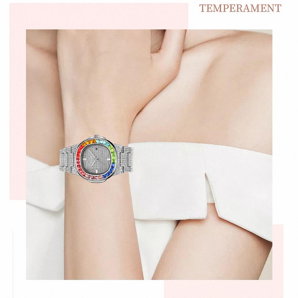 Мужские цветные кварцевые часы с бриллиантами, роскошные золотые серебряные мужские наручные часы с большим циферблатом, спортивные деловые часы Relogio Masculino