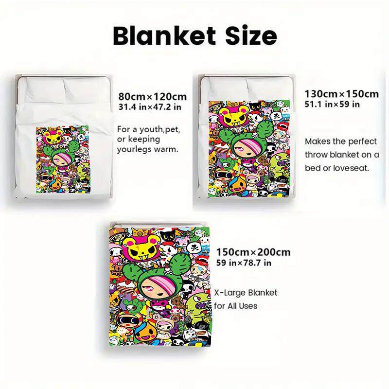 tokidoki 2D Flat Pattern Flannel Blanket High quality All Seasons Warmth and Comfort Perfect for Christmas Gifts.PMT0914024