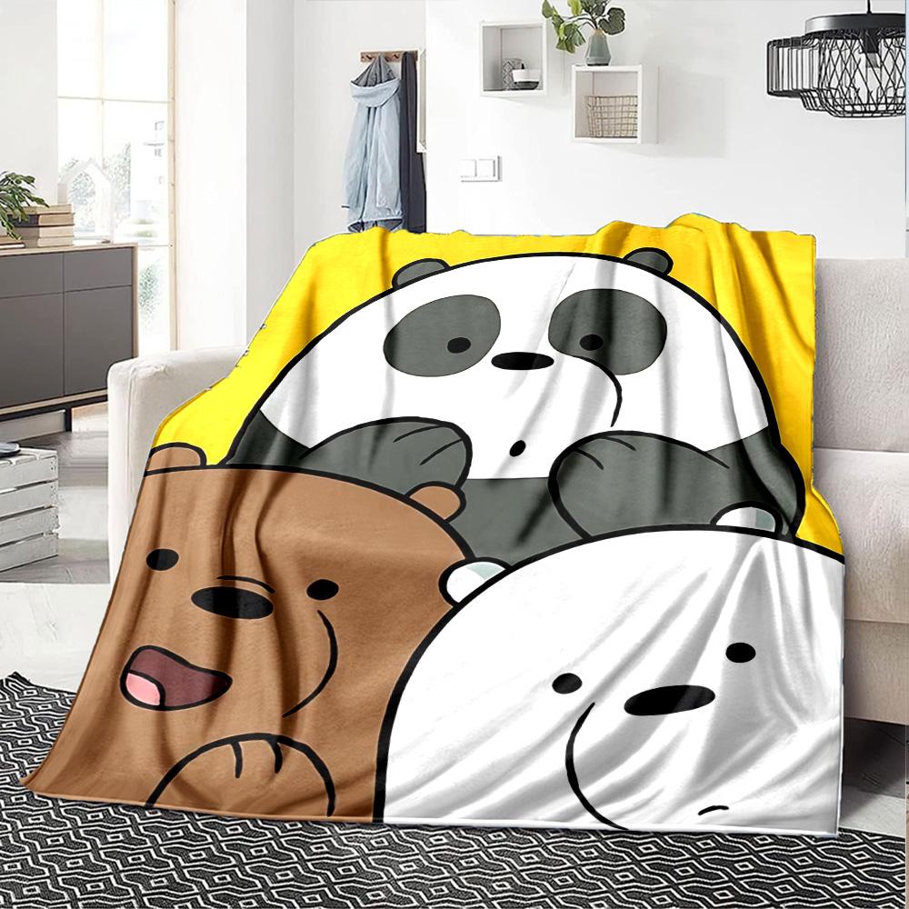 Panda Bear Friends Adventure Friendship Flannel Blanket Super Soft Warm Cozy Blanket For Sofa Bed Office Travel Allseason Home Decor Gift