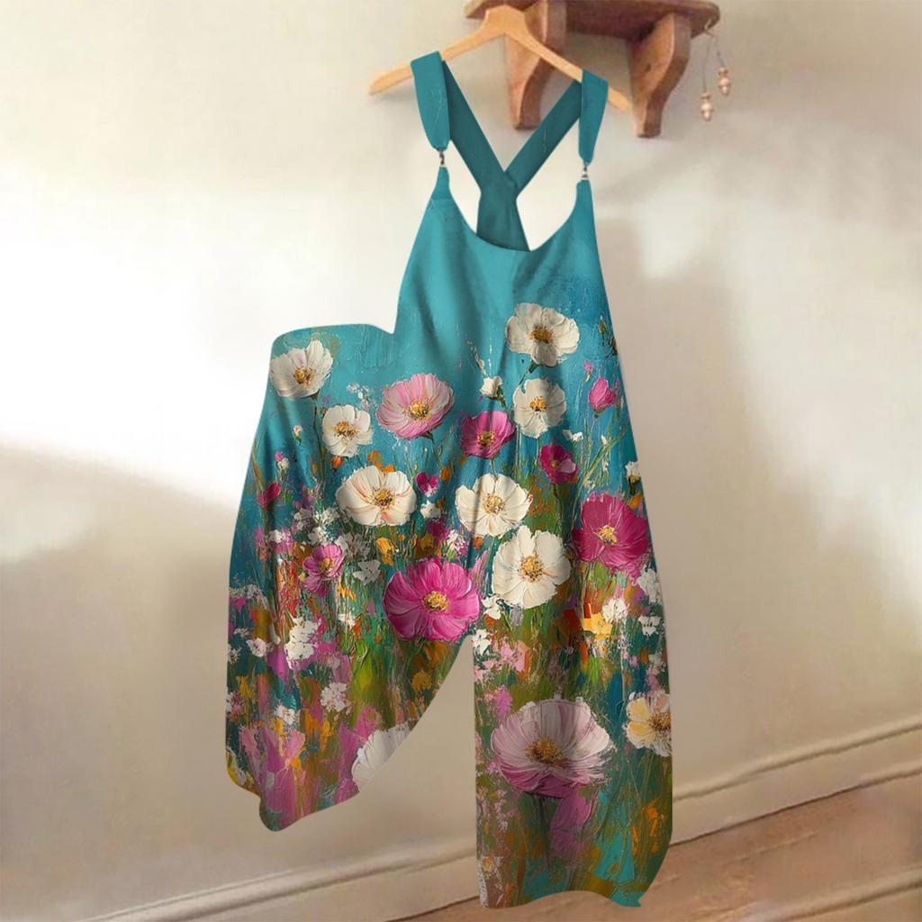 Women's Loose Casual One-piece Summer Floral Print Jumpsuit