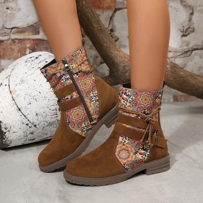 Осенние замшевые короткие ботинки-тимберленды большого размера на квадратном каблуке, женские, новые, трансграничные, с боковой молнией, с круглым носком, ботинки-локомотивы