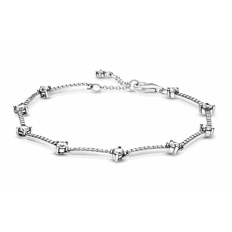 Pandora Sparkling Pavé pavé chain 925 silver bracelet men and women same style couple model silver 599217C02