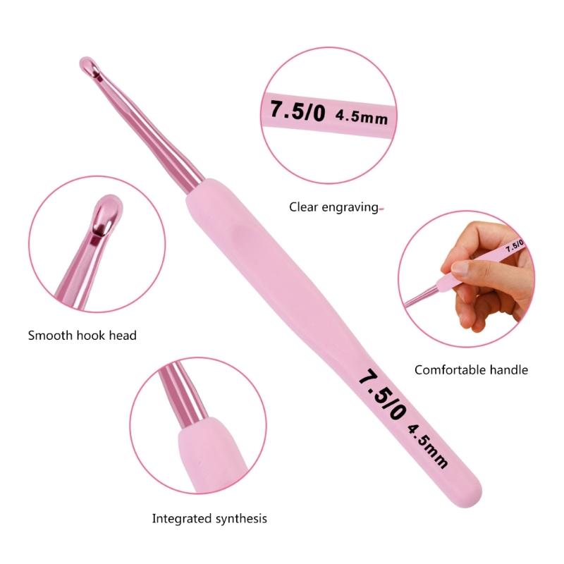 9 шт. Алюминиевый крючок для вязания для взрослых 2,0 мм-6 мм Эргономичная ручка Крючок для вязания включает аксессуары для вязания и чехол